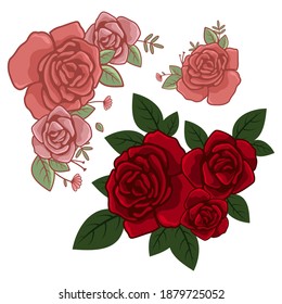 Red roses ornament vector design
