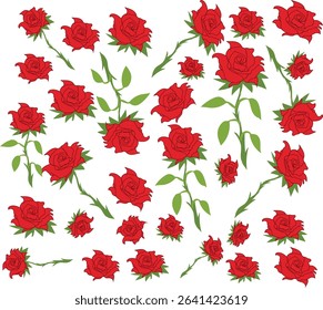 red roses red roses pattern vector illustration.
Good for banner, poster, greeting card, party card, invitation, template, advertising, campaign, and social media. 

