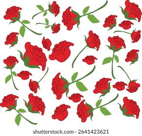 red roses red roses pattern vector illustration.
Good for banner, poster, greeting card, party card, invitation, template, advertising, campaign, and social media. 

