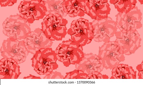 Red Roses Pattern, Vintage Floral Background in Watercolor Style. Rustic Wedding Decoration, Card Invitation. Hand Drawn Rose Seamless Pattern. Retro Print for Fashion Fabric. Summer Red Rose Texture.