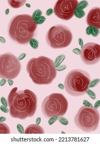 Red roses patterns, watercolors on white background, vector for phone case, logo, pillow case, fabric print, wallpaper, social media post, doodle, covers, book covers, wall decor, cards, templates