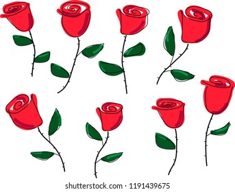 Red roses or rosebuds 
