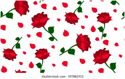 red roses seamless pattern white background