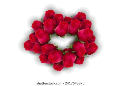 rosas rojas en forma de corazón