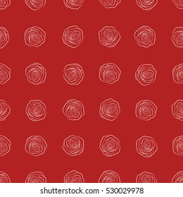 Red roses silhouette. Trendy vector seamless Floral Pattern.