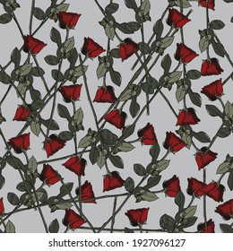 Red roses spreaded seamless pattern