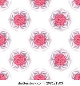 Red roses with thorns seamless pattern background.