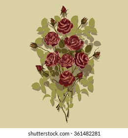 Red roses. Vector illustration.