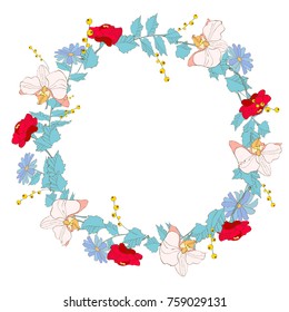 red  roses, wreath, flowers, vintage cards