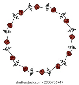 Red roses wreath frame isolated on white background. Perfect for party invitations, greeting cards and print. Floral vector illustration for decor and design.



