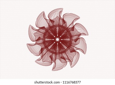 Red rosette. Linear Illustration.