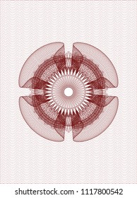 Red rosette. Linear Illustration.
