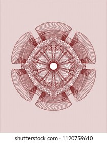 Red rosette. Linear Illustration.