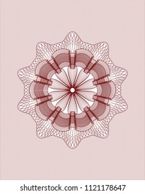 Red rosette. Linear Illustration.