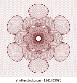 Red rosette. Linear Illustration.