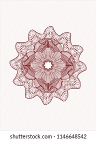 Red rosette. Linear Illustration.