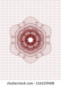 Red rosette. Linear Illustration.