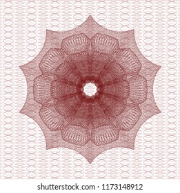 Red rosette. Linear Illustration.