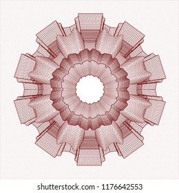 Red rosette. Linear Illustration.