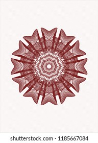 Red rosette. Linear Illustration.