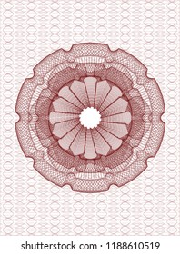 Red rosette. Linear Illustration.