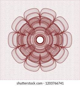 Red rosette. Linear Illustration.