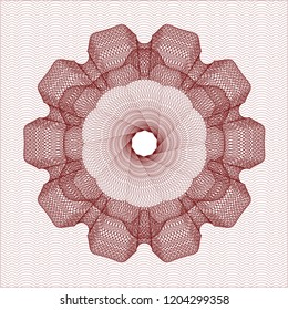 Red rosette. Linear Illustration.