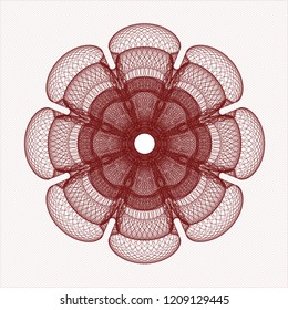 Red rosette. Linear Illustration.