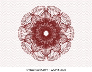 Red rosette. Linear Illustration.