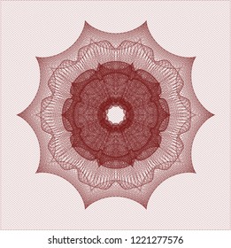 Red rosette. Linear Illustration.