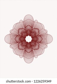 Red rosette. Linear Illustration.
