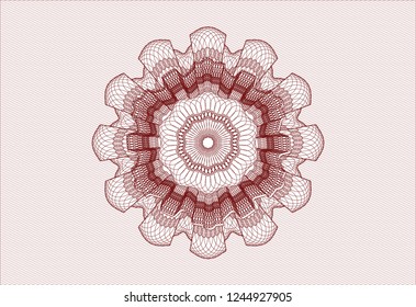 Red rosette. Linear Illustration.