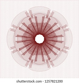 Red rosette. Linear Illustration.