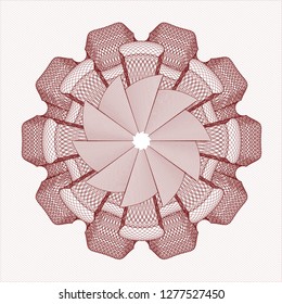 Red rosette. Linear Illustration.