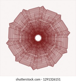 Red rosette. Linear Illustration.