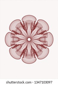 Red rosette. Linear Illustration.