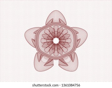 Red rosette. Linear Illustration.