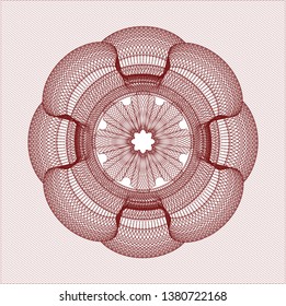 Red rosette. Linear Illustration.