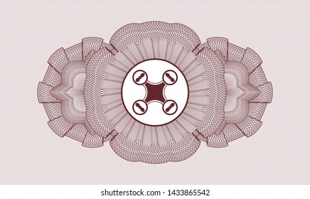 Red rosette. Linear Illustration. with air drone icon inside