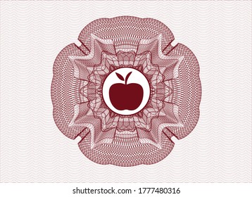 Rosette rojo. Ilustración lineal. con icono de manzana dentro