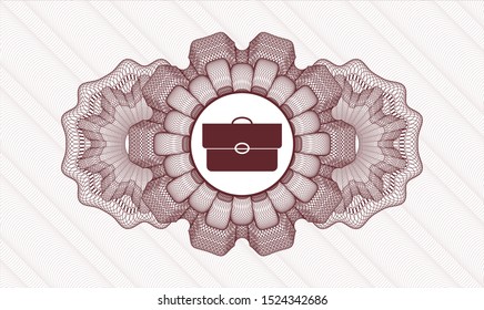 Red rosette. Linear Illustration. with briefcase icon inside
