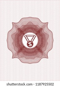 Red rosette. Linear Illustration with business award icon inside