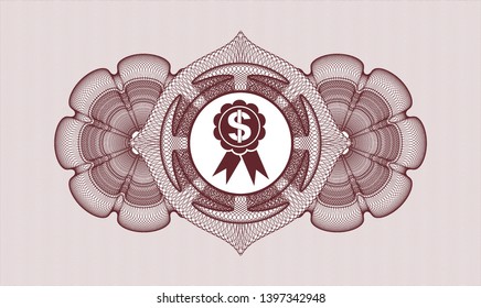 Red rosette. Linear Illustration. with business ribbon icon inside