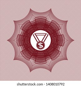 Red rosette. Linear Illustration with business award icon inside