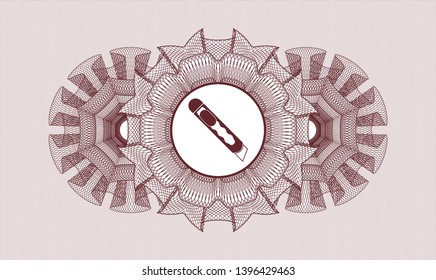 Red rosette. Linear Illustration. with cutter icon inside