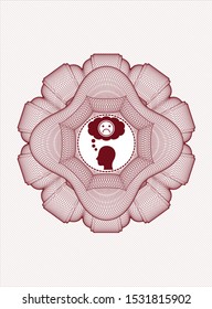 Red rosette. Linear Illustration with depression icon inside