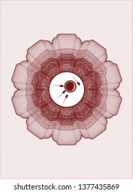 Red rosette. Linear Illustration with fertilization icon inside