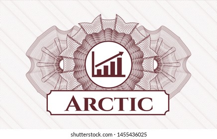 Red rosette. Linear Illustration. with growth chart icon and Arctic text inside