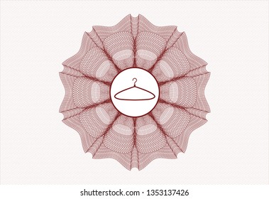 Red rosette. Linear Illustration with hanger icon inside