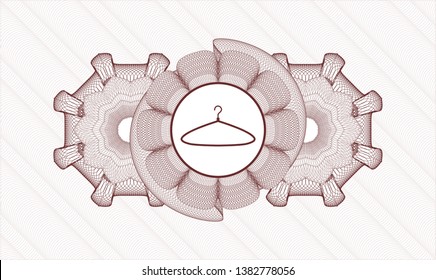 Red rosette. Linear Illustration. with hanger icon inside